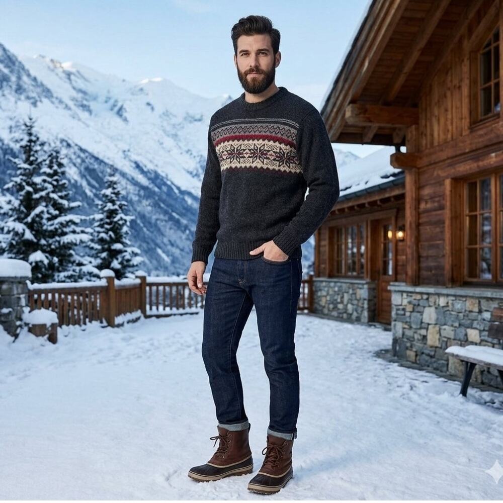 Nordic Fair Isle Knit Sweater Basic Editions Mens XL Classic Christmas Winter